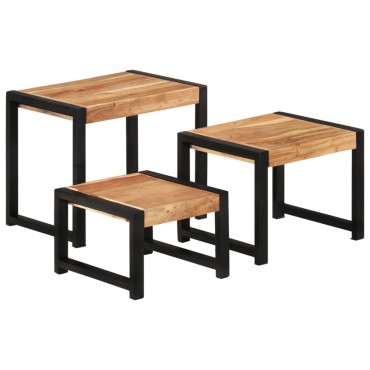 vidaXL Τραπεζάκια Ζιγκόν 3 τεμ. από Μασίφ Ξύλο 60x41x48cm