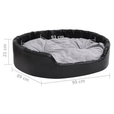 vidaXL Κρεβάτι Σκύλου Μαύρο/Γκρι 99 x 89 x 21 εκ. Βελουτέ/Συνθ. Δέρμα