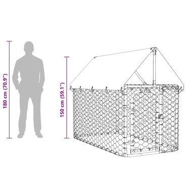 vidaXL Κλουβί Σκύλου Εξωτερικού Χώρου 200 x 100 x 150 εκ. με Στέγαστρο