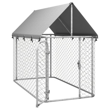 vidaXL Κλουβί Σκύλου Εξωτερικού Χώρου 200 x 100 x 150 εκ. με Στέγαστρο