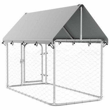 vidaXL Κλουβί Σκύλου Εξωτερικού Χώρου 200 x 100 x 150 εκ. με Στέγαστρο