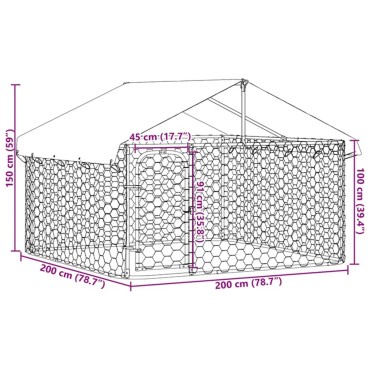 vidaXL Κλουβί Σκύλου Εξωτερικού Χώρου 200 x 200 x 150 εκ. με Στέγαστρο