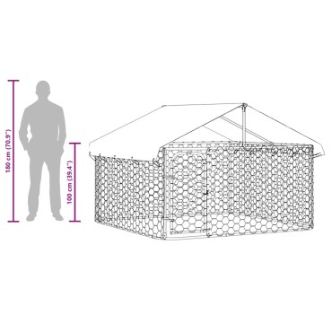 vidaXL Κλουβί Σκύλου Εξωτερικού Χώρου 200 x 200 x 150 εκ. με Στέγαστρο
