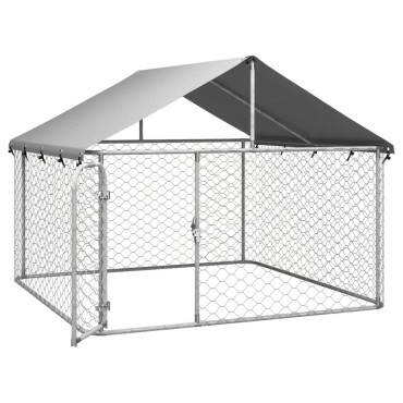 vidaXL Κλουβί Σκύλου Εξωτερικού Χώρου 200 x 200 x 150 εκ. με Στέγαστρο