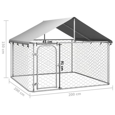 vidaXL Κλουβί Σκύλου Εξωτερικού Χώρου 200 x 200 x 150 εκ. με Στέγαστρο