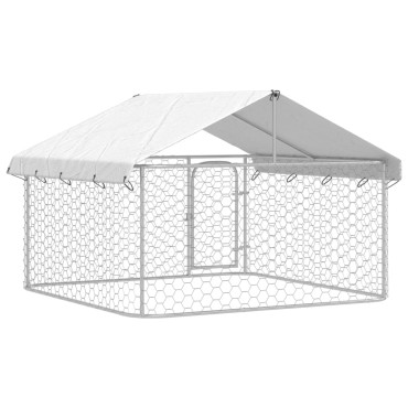 vidaXL Κλουβί Σκύλου Εξωτερικού Χώρου 200 x 200 x 150 εκ. με Στέγαστρο