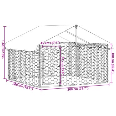 vidaXL Κλουβί Σκύλου Εξωτερικού Χώρου 200 x 200 x 150 εκ. με Στέγαστρο