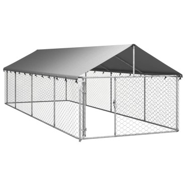 vidaXL Κλουβί Σκύλου Εξωτερικού Χώρου 600 x 200 x 150 εκ. με Στέγαστρο