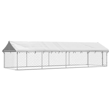 vidaXL Κλουβί Σκύλου Εξωτερικού Χώρου 600 x 200 x 150 εκ. με Στέγαστρο