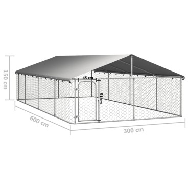 vidaXL Κλουβί Σκύλου Εξωτερικού Χώρου 600 x 300 x 150 εκ. με Στέγαστρο