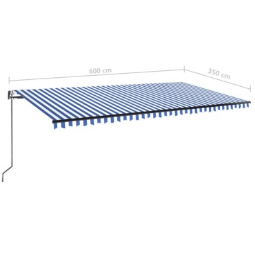 vidaXL Τέντα Αυτόματη με LED & Αισθ. Ανέμου Μπλε/Λευκό 600 x 350 εκ.