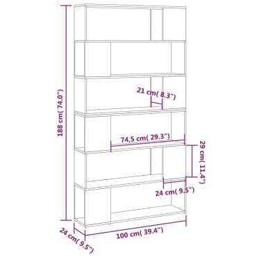 vidaXL Βιβλιοθήκη/Διαχωριστικό Χώρου Μαύρο 100x24x188cm 1 τεμ.