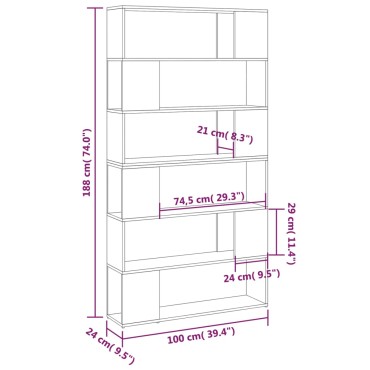 vidaXL Βιβλιοθήκη/Διαχωριστικό Χώρου Sonoma Δρυς 100x24x188cm 1 τεμ.