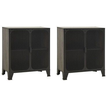 vidaXL Ντουλάπια Αποθήκευσης 2 τεμ. Γκρι 72x36x82cm Μέταλλο/MDF