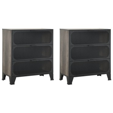 vidaXL Ντουλάπια Αποθήκευσης 2 τεμ. Γκρι 72x36x82cm Μέταλλο/MDF