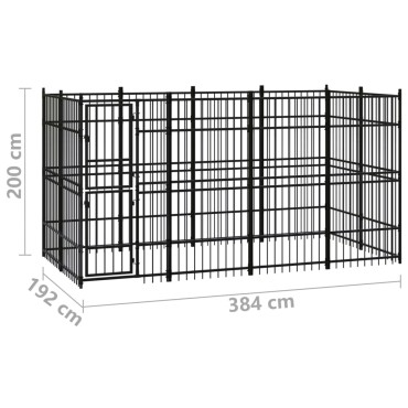vidaXL Κλουβί Σκύλου Εξωτερικού Χώρου 7,37 μ² από Ατσάλι