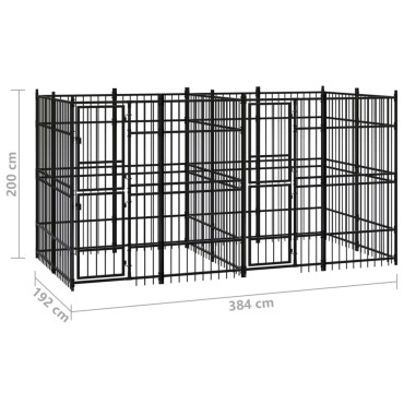 vidaXL Κλουβί Σκύλου Εξωτερικού Χώρου 7,37 μ² από Ατσάλι