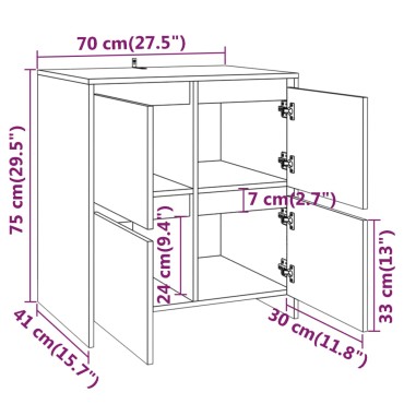 vidaXL Ντουλάπια 2 τεμ. Καπνιστή Δρυς 70x41x75cm από Επεξ. Ξύλο