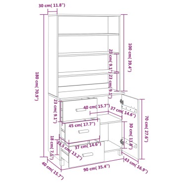 vidaXL Ντουλάπι HAMAR από Μασίφ Ξύλο Πεύκου Μελί 90x40x180cm 1 τεμ.