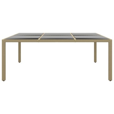 vidaXL Τραπέζι Κήπου Μπεζ 200x150x75cm Ψημένο Γυαλί/Συνθετικό Ρατάν 1 τεμ.