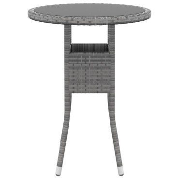 vidaXL Τραπέζι Κήπου Γκρι 60x75cm Ψημένο Γυαλί/Συνθετικό Ρατάν 1 τεμ.