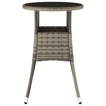vidaXL Τραπέζι Κήπου Γκρι 60x75cm Ψημένο Γυαλί/Συνθετικό Ρατάν 1 τεμ.