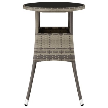 vidaXL Τραπέζι Κήπου Γκρι 60x75cm Ψημένο Γυαλί/Συνθετικό Ρατάν 1 τεμ.