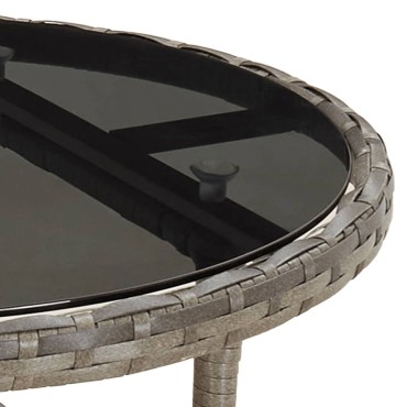 vidaXL Τραπέζι Κήπου Γκρι 60x75cm Ψημένο Γυαλί/Συνθετικό Ρατάν 1 τεμ.