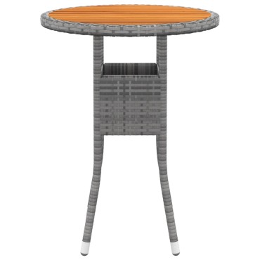 vidaXL Τραπέζι Κήπου Γκρι 60x75cm Συνθετικό Ρατάν/Ξύλο Ακακίας 1 τεμ.