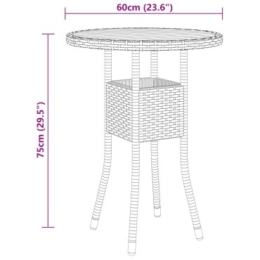 vidaXL Τραπέζι Κήπου Γκρι 60x75cm Συνθετικό Ρατάν/Ξύλο Ακακίας 1 τεμ.