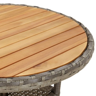 vidaXL Τραπέζι Κήπου Γκρι 60x75cm Συνθετικό Ρατάν/Ξύλο Ακακίας 1 τεμ.