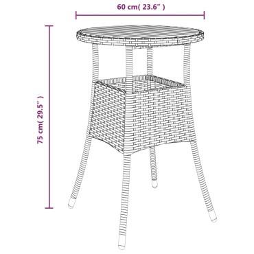 vidaXL Τραπέζι Κήπου Γκρι 60x75cm Συνθετικό Ρατάν/Ξύλο Ακακίας 1 τεμ.