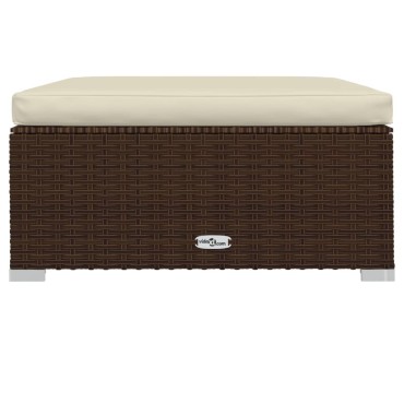 vidaXL Υποπόδιο Κήπου Καφέ από Συνθετικό 70x70x30cm Ρατάν με Μαξιλάρι 1 τεμ. Γωνιακός