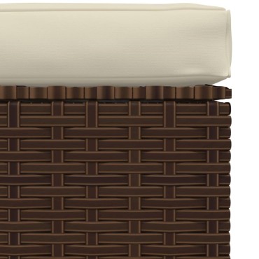 vidaXL Υποπόδιο Κήπου Καφέ από Συνθετικό 70x70x30cm Ρατάν με Μαξιλάρι 1 τεμ. Γωνιακός