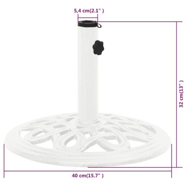 vidaXL Βάση Ομπρέλας Λευκή 40 x 40 x 32 εκ. από Χυτοσίδηρο