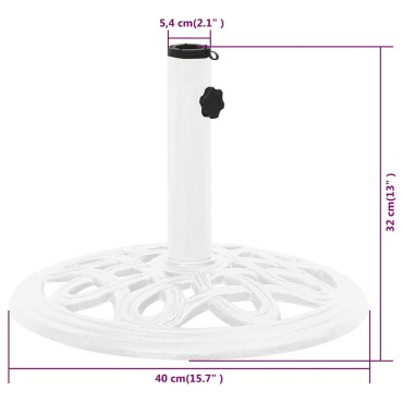 vidaXL Βάση Ομπρέλας Λευκή 40 x 40 x 32 εκ. από Χυτοσίδηρο