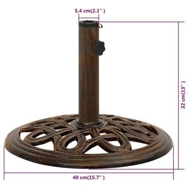 vidaXL Βάση Ομπρέλας Μπρονζέ 40 x 40 x 32 εκ. από Χυτοσίδηρο