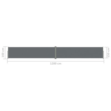 vidaXL Σκίαστρο Πλαϊνό Συρόμενο Ανθρακί 160 x 1200 εκ.
