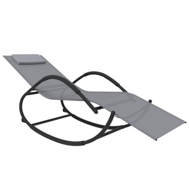 vidaXL Κουνιστή Ξαπλώστρα Γκρι από Ατσάλι / Textilene 158x60x77cm