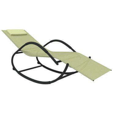 vidaXL Κουνιστή Ξαπλώστρα Κρεμ από Ατσάλι / Textilene 158x60x77cm