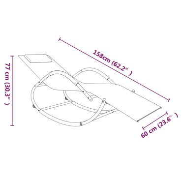 vidaXL Κουνιστή Ξαπλώστρα Κρεμ από Ατσάλι / Textilene 158x60x77cm