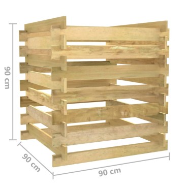 vidaXL Κομποστοποιητής με Σανίδες 90x90x90 εκ. Εμποτισμ. Ξύλο Πεύκου