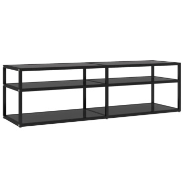 vidaXL Έπιπλο Τηλεόρασης Μαύρο 140x40x40,5cm από Γυαλί Ασφαλείας