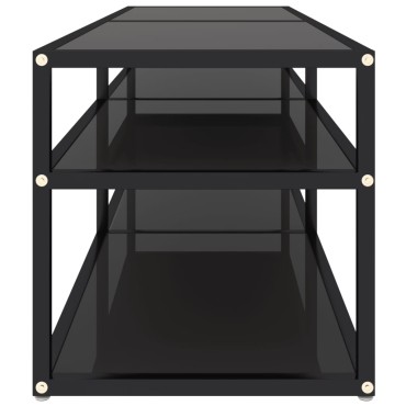 vidaXL Έπιπλο Τηλεόρασης Μαύρο 140x40x40,5cm από Γυαλί Ασφαλείας