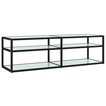 vidaXL Έπιπλο Τηλεόρασης Λευκό Όψη Μαρμάρου 140x40x40,5cm Γυαλί Ασφαλ.