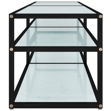 vidaXL Έπιπλο Τηλεόρασης Λευκό Όψη Μαρμάρου 140x40x40,5cm Γυαλί Ασφαλ.