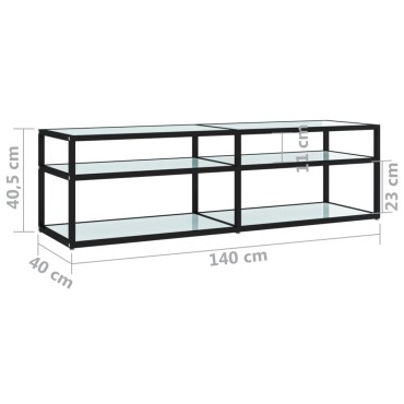 vidaXL Έπιπλο Τηλεόρασης Λευκό Όψη Μαρμάρου 140x40x40,5cm Γυαλί Ασφαλ.