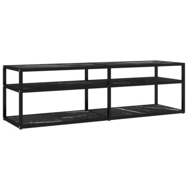 vidaXL Έπιπλο Τηλεόρασης Λευκό Όψη Μαρμάρου 140x40x40,5cm Γυαλί Ασφαλ.