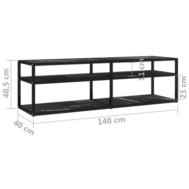 vidaXL Έπιπλο Τηλεόρασης Λευκό Όψη Μαρμάρου 140x40x40,5cm Γυαλί Ασφαλ.