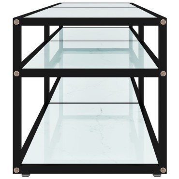 vidaXL Έπιπλο Τηλεόρασης Λευκό Όψη Μαρμάρου 160x40x40,5cm Ψημένο Γυαλί